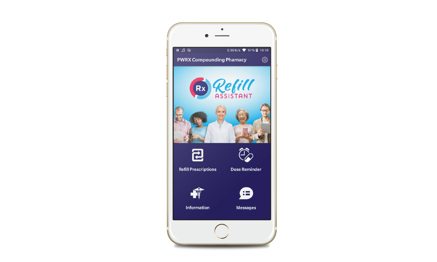 refill assistant Branded app on an iPhone