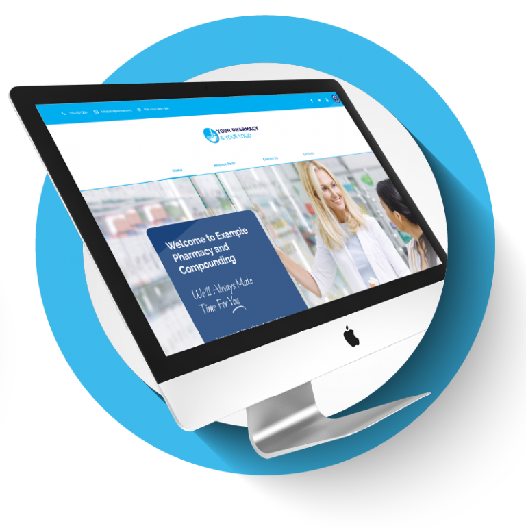 Image of a computer screen with a pharmacy website design